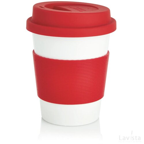 PLA koffiemok rood, wit