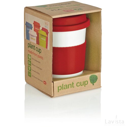 PLA koffiemok rood, wit