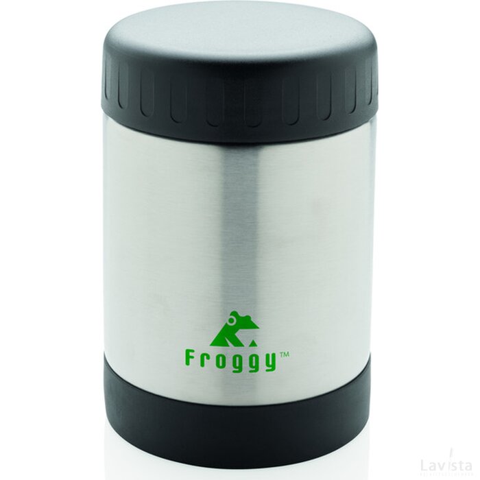 Voedselcontainer met vacuüm isolatie zilver, zwart