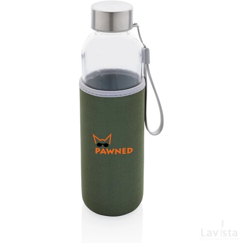 Glazen fles met neopreen hoes groen