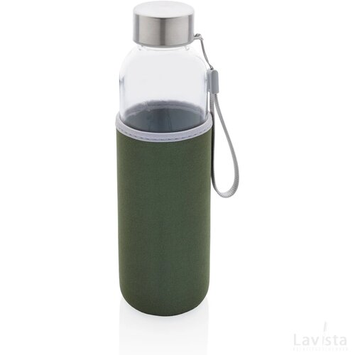 Glazen fles met neopreen hoes groen