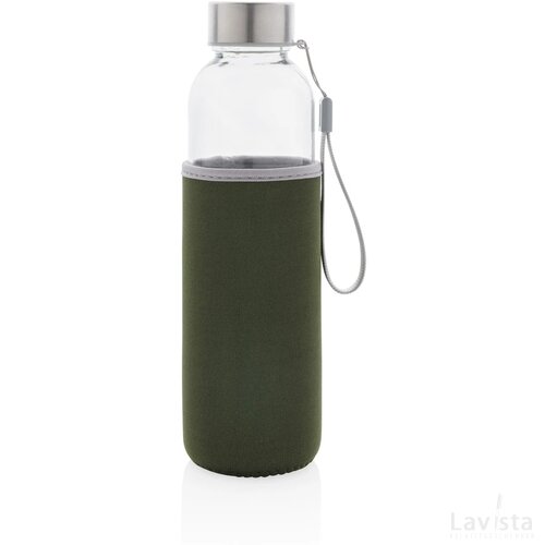 Glazen fles met neopreen hoes groen