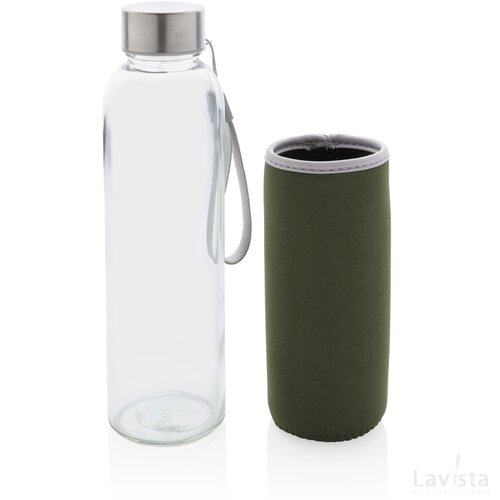 Glazen fles met neopreen hoes groen