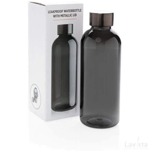 Lekvrije waterfles met metallic dop zwart