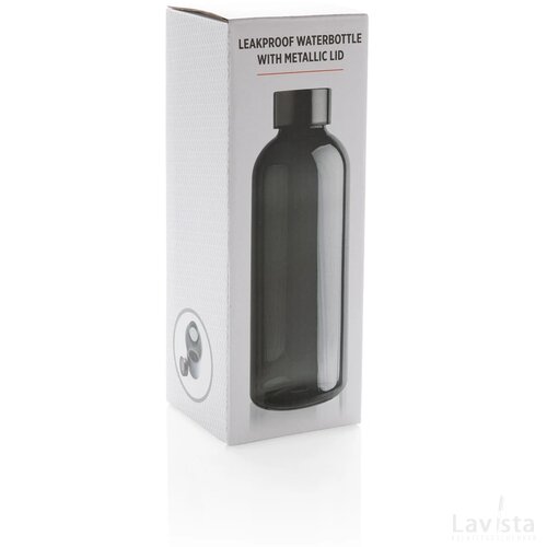 Lekvrije waterfles met metallic dop zwart