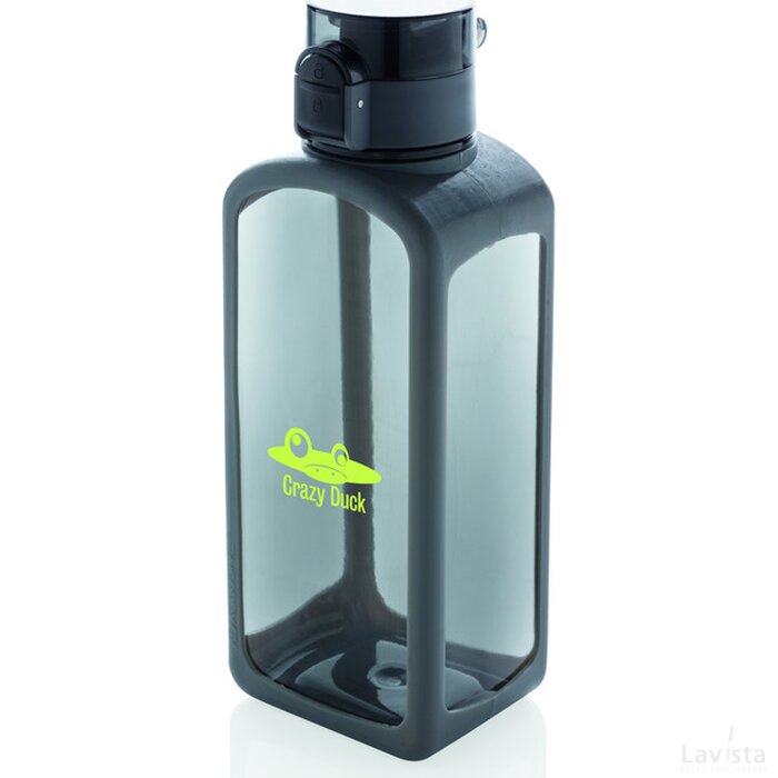 Squared afsluitbare lekvrije tritan waterfles zwart