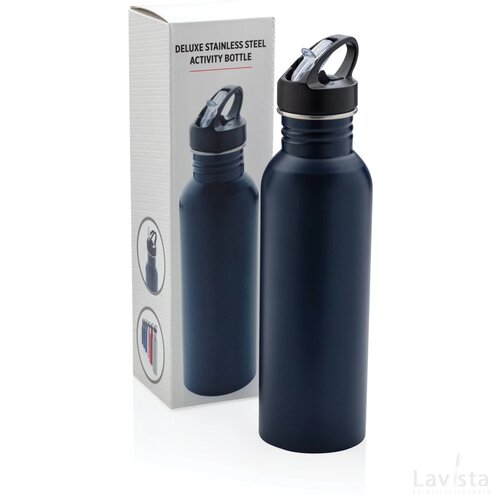 Deluxe RVS sportfles donkerblauw