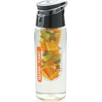Afsluitbare waterfles met infuser transparant, grijs