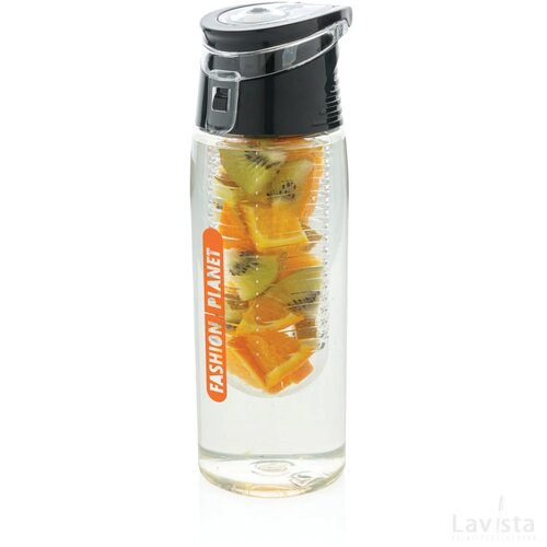 Afsluitbare waterfles met infuser transparant, grijs