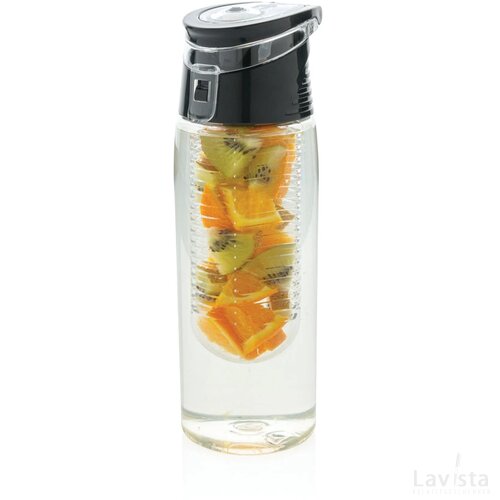 Afsluitbare waterfles met infuser transparant, grijs