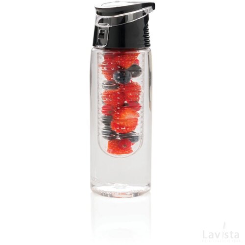 Afsluitbare waterfles met infuser transparant, grijs