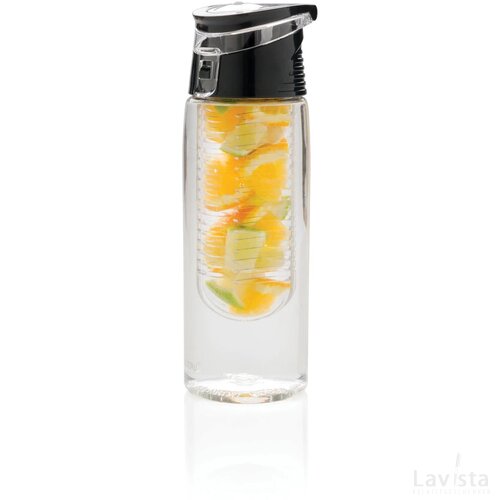 Afsluitbare waterfles met infuser transparant, grijs