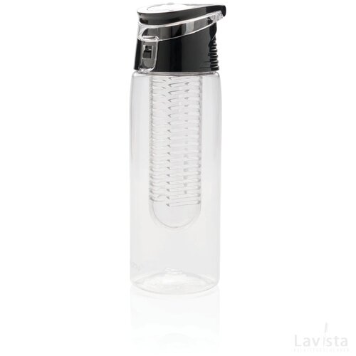 Afsluitbare waterfles met infuser transparant, grijs