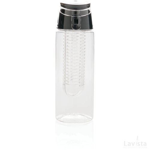 Afsluitbare waterfles met infuser transparant, grijs