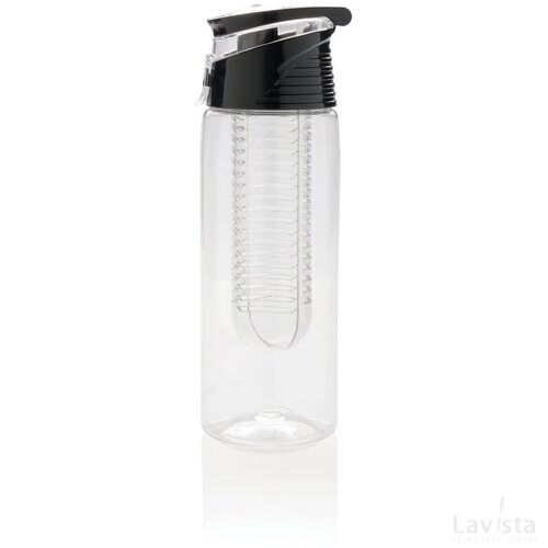 Afsluitbare waterfles met infuser transparant, grijs
