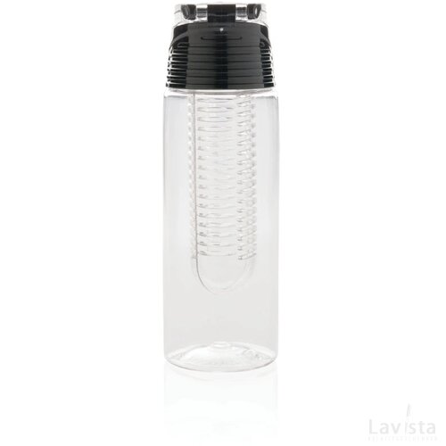 Afsluitbare waterfles met infuser transparant, grijs