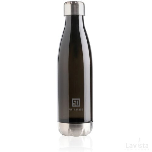 Lekvrije waterfles met rvs dop zwart