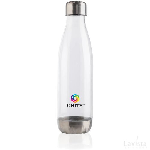 Lekvrije waterfles met rvs dop transparant