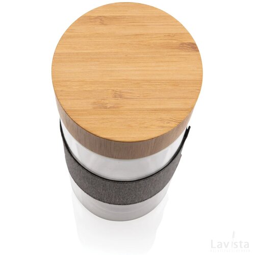 Impact dubbelwandige borosilicaat glazen drinkfles transparant, grijs