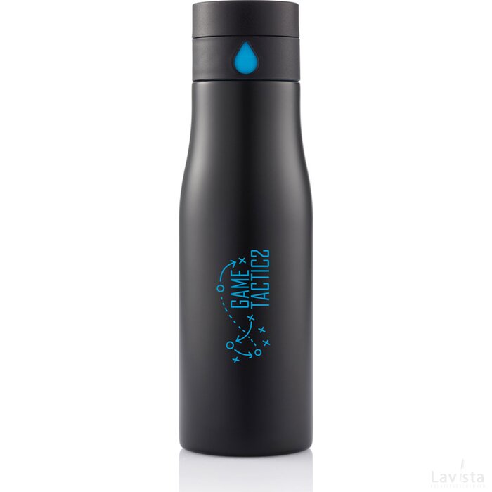 Aqua hydratatie RVS fles zwart, blauw