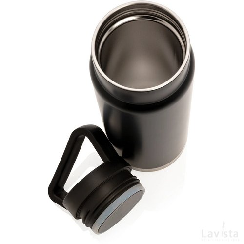 Lekvrije vacuümfles on-the-go met handvat zwart