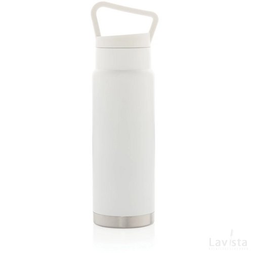 Lekvrije vacuümfles on-the-go met handvat wit