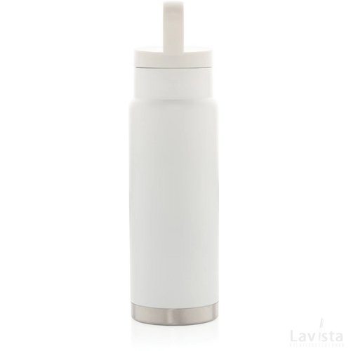 Lekvrije vacuümfles on-the-go met handvat wit