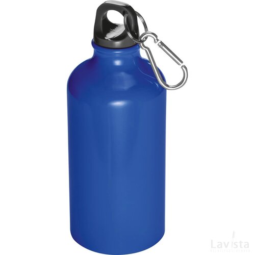 Metalen drinkfles met karabijnhaak blauw