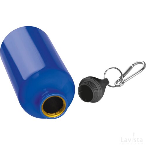 Metalen drinkfles met karabijnhaak blauw