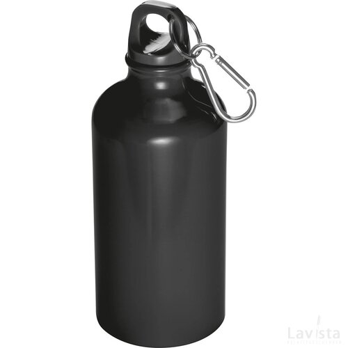 Metalen drinkfles met karabijnhaak zwart