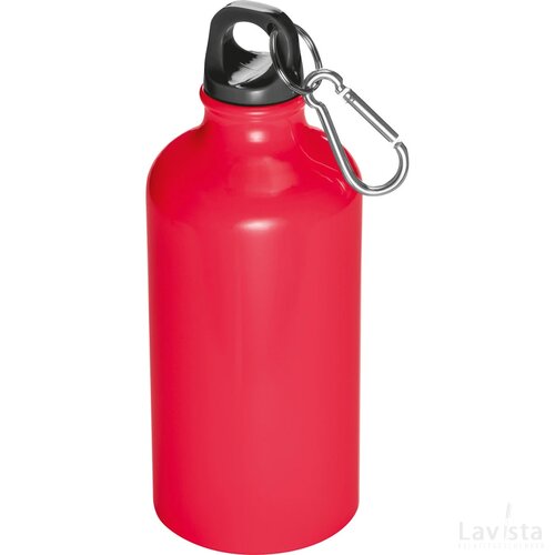 Metalen drinkfles met karabijnhaak rood
