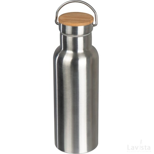 Drinkfles van RVS met draagbeugel grijs silvergrey zilvergrijs