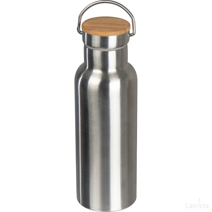 Drinkfles van RVS met draagbeugel grijs silvergrey