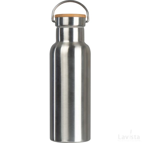 Drinkfles van RVS met draagbeugel grijs silvergrey zilvergrijs