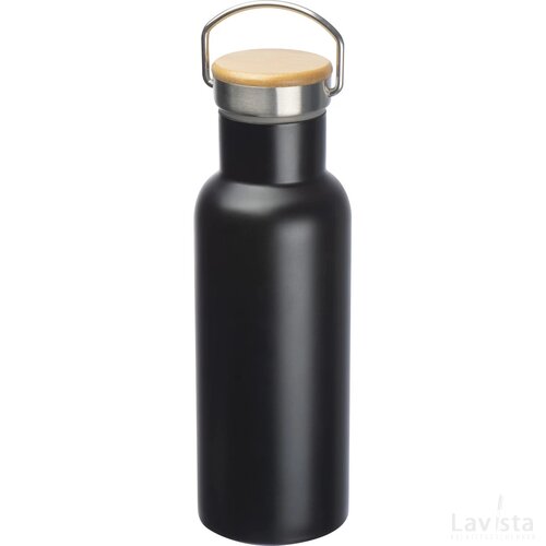 Drinkfles van RVS met draagbeugel zwart