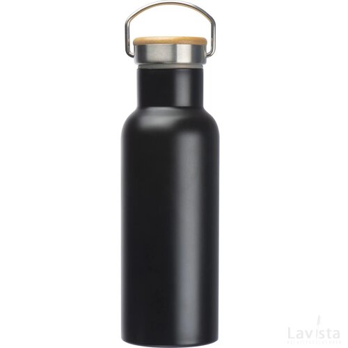 Drinkfles van RVS met draagbeugel zwart