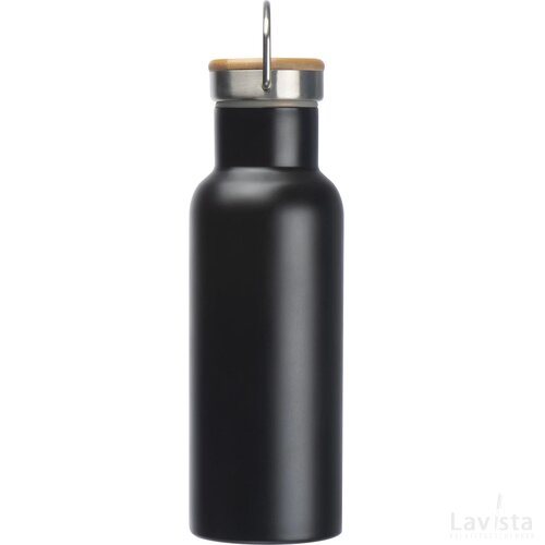 Drinkfles van RVS met draagbeugel zwart