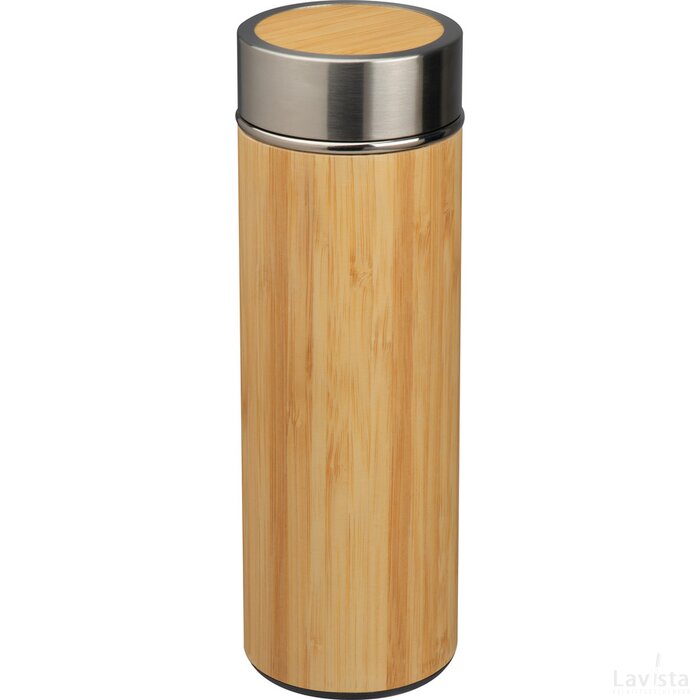 Drinkbeker RVS met bamboelook beige