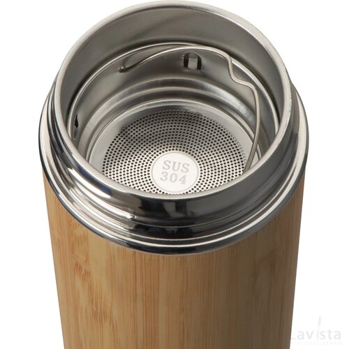 Drinkbeker RVS met bamboelook beige