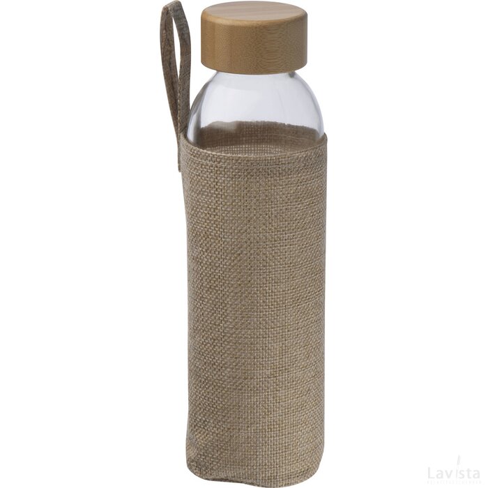 Glazen drinklfes met een jute ommanteling, 500 ml transparant