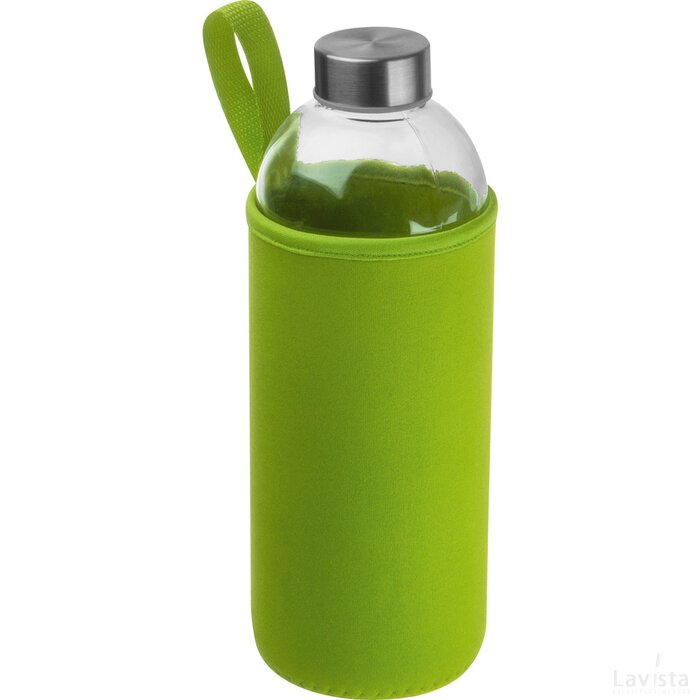 Drinkfles met neopreensleeve en inhoud van 1 liter appelgroen