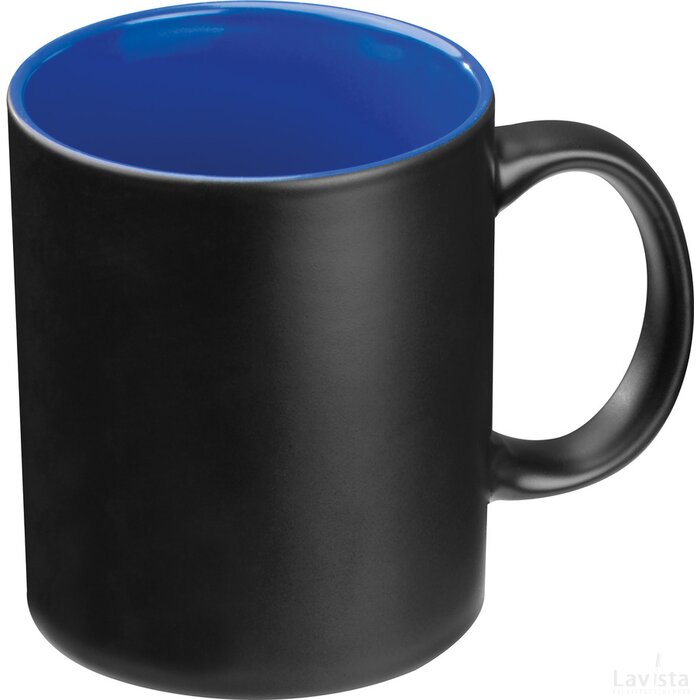 Zwarte beker met gekleurde binnenkant blauw