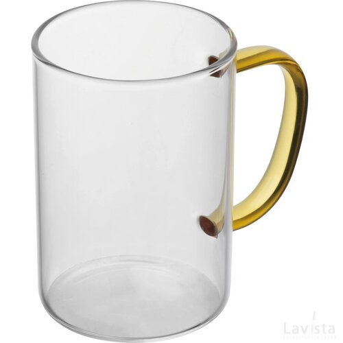 Theeglas met gekleurd oortje Geel