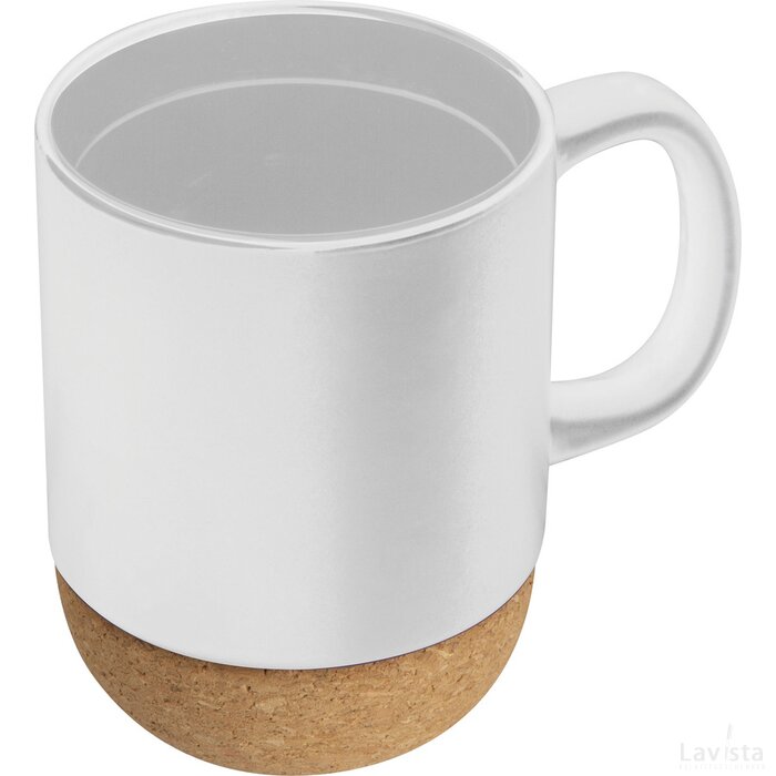 Koffie kopje van keramiek met kurk wit