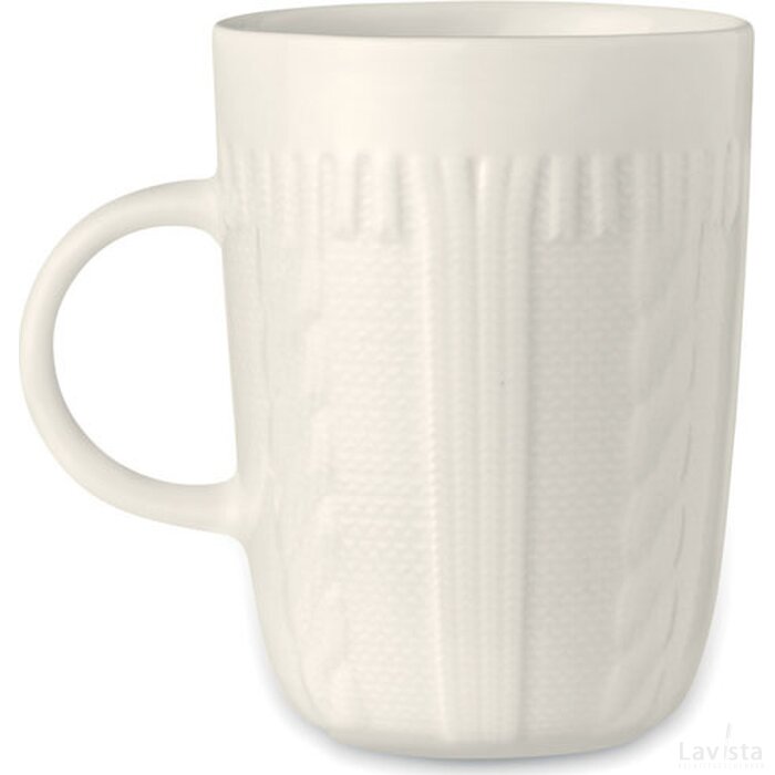 Keramische mok 310 ml Knitty wit