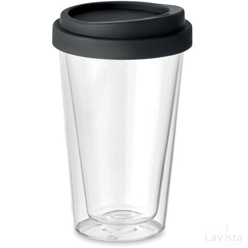 Dubbelwandig glas met deksel Bielo tumbler zwart