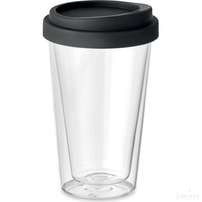 Dubbelwandig glas met deksel Bielo tumbler zwart