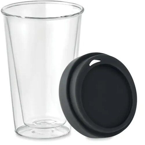 Dubbelwandig glas met deksel Bielo tumbler zwart