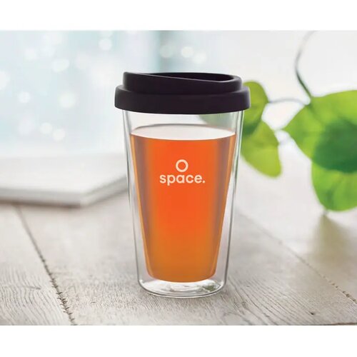 Dubbelwandig glas met deksel Bielo tumbler zwart