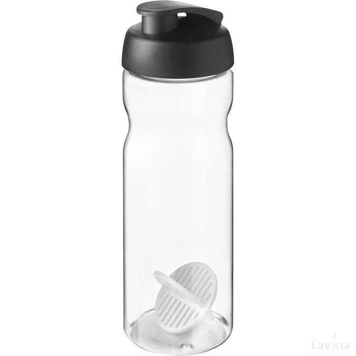H2O Active Base 650 ml sportfles met shaker bal Zwart, Transparant Zwart/Transparant
